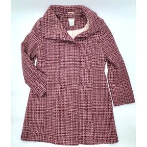 George Boucle Basketweave Coat Maroon Pink Red Peach Tweed Jacket Women's Sz L